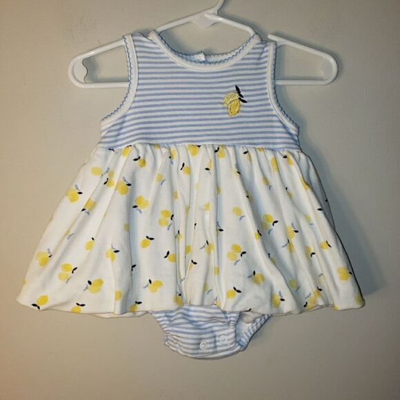 LITTLE ME LEMON PRINT BUBBLE DRESS SIZE 6 MONTHS - Picture 1 of 3
